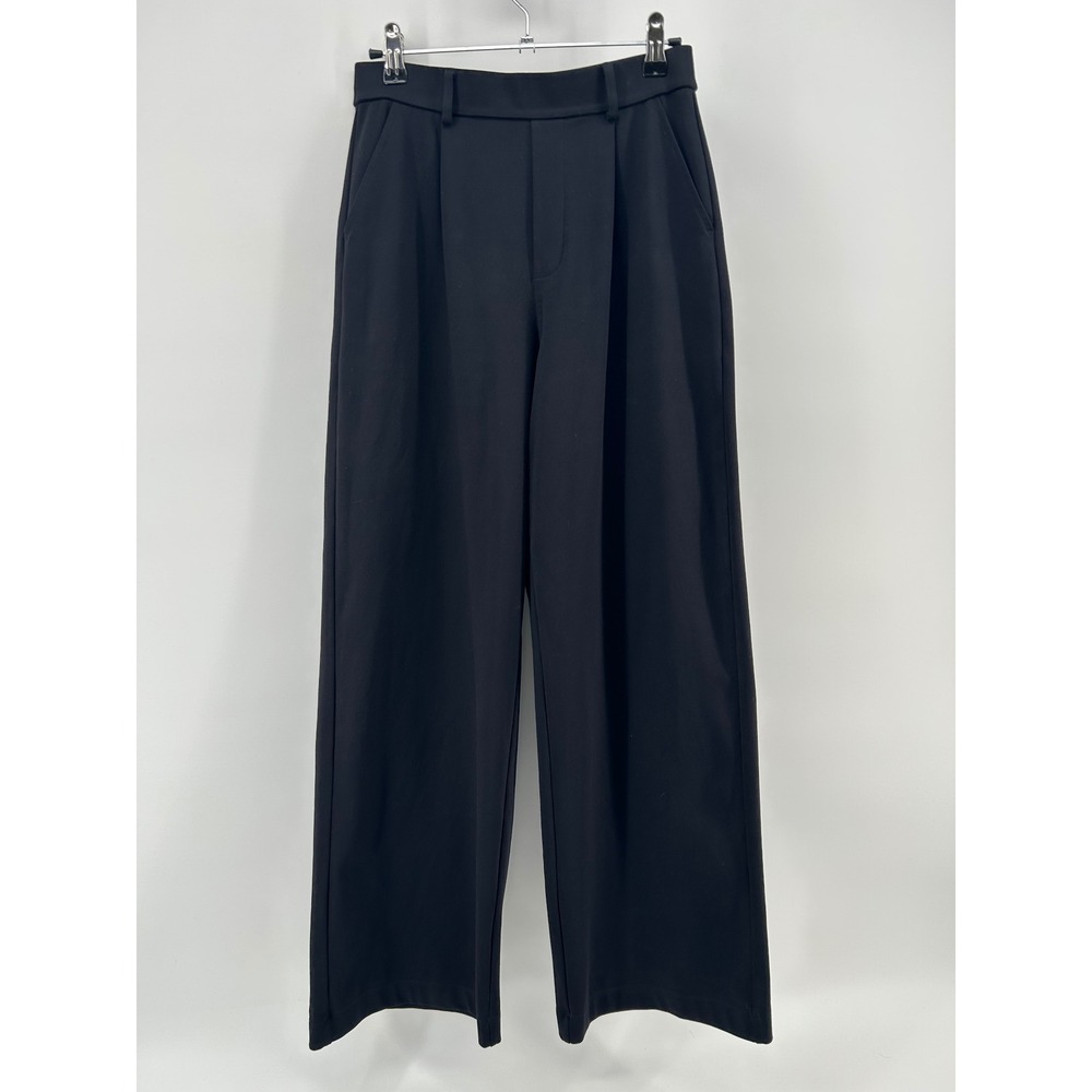 Halara Wide Leg Trousers Womens Small Black Pleated High Waist Office Workwear